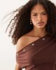 ASOS DESIGN ASOS DESIGN eyelet detail one shoulder top in brown - 2