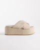 ASOS DESIGN ASOS DESIGN Factor cross strap flatform sandals in natural-Neutral - 1