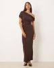 ASOS DESIGN ASOS DESIGN fallen shoulder midi dress with racer neck under layer in chocolate and pink-Multi - 1