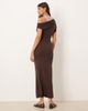ASOS DESIGN ASOS DESIGN fallen shoulder midi dress with racer neck under layer in chocolate and pink-Multi - 3