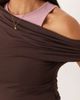 ASOS DESIGN ASOS DESIGN fallen shoulder midi dress with racer neck under layer in chocolate and pink-Multi - 4