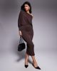 ASOS DESIGN ASOS DESIGN fallen shoulder slouchy batwing midi dress in chocolate-Brown - 1
