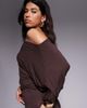 ASOS DESIGN ASOS DESIGN fallen shoulder slouchy batwing midi dress in chocolate-Brown - 3