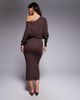 ASOS DESIGN ASOS DESIGN fallen shoulder slouchy batwing midi dress in chocolate-Brown - 4