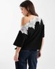 ASOS DESIGN ASOS DESIGN fallen shoulder with lace trim top-Black - 3