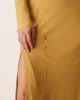 ASOS DESIGN ASOS DESIGN fallen shoulders midi dress with seaming details and tie belt in mustard gold-Yellow - 2