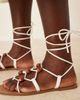 ASOS DESIGN ASOS DESIGN Faroe strappy beaded flat sandals in white - 3