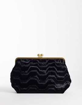 ASOS DESIGN ASOS DESIGN faux astrakan large frame clutch bag in black