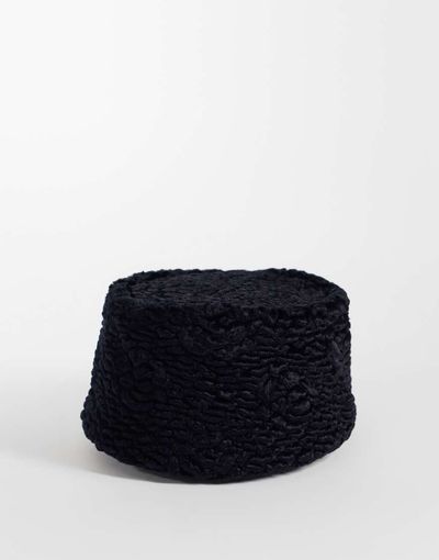 ASOS DESIGN ASOS DESIGN faux astrakhan pillbox hat in black