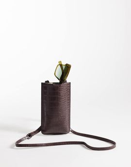 ASOS DESIGN ASOS DESIGN faux croc leather crossbody pouch in brown