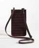 ASOS DESIGN ASOS DESIGN faux croc leather crossbody pouch in brown - 4