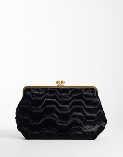 ASOS DESIGN ASOS DESIGN faux fur astrakhan large frame clutch bag in black