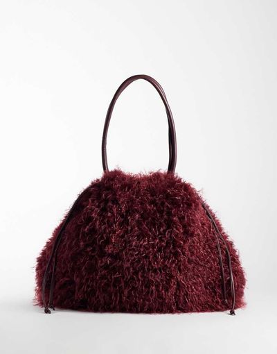 ASOS DESIGN ASOS DESIGN faux fur shopper tote bag in burgundy-RED