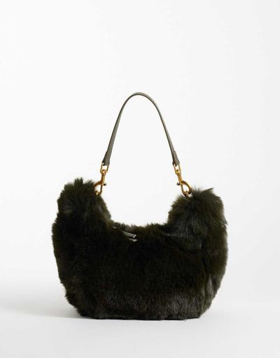 ASOS DESIGN ASOS DESIGN faux fur shoulder bag in green