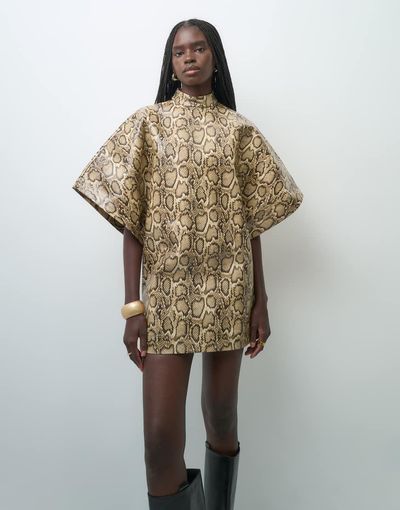 ASOS DESIGN ASOS DESIGN faux leather batwing mini dress in snake print-MULTI