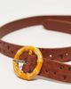 ASOS DESIGN ASOS DESIGN faux leather belt in ostrich skin texture with wooden buckle-Brown - 3