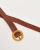 ASOS DESIGN ASOS DESIGN faux leather belt in ostrich skin texture with wooden buckle-Brown - 4
