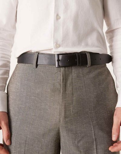 ASOS DESIGN ASOS DESIGN faux leather belt with black buckle in black