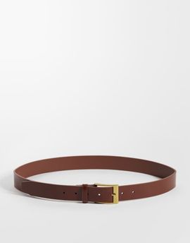 ASOS DESIGN ASOS DESIGN faux leather belt with gold buckle in tan-Brown