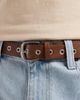 ASOS DESIGN ASOS DESIGN faux leather belt with metal eyelet and metal tip detail in brown - 3