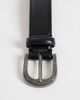 ASOS DESIGN ASOS DESIGN faux leather belt with western pattern buckle and stitch edge in black - 2