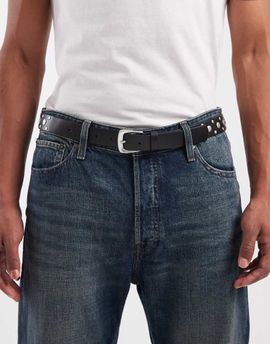 ASOS DESIGN ASOS DESIGN faux leather burnished studded belt in black