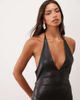 ASOS DESIGN ASOS DESIGN faux leather deep plunge maxi dress in black - 4