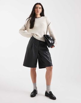 ASOS DESIGN ASOS DESIGN faux leather longline shorts in navy