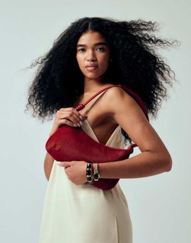 ASOS DESIGN ASOS DESIGN faux leather pony affect shoulder bag in red-Black