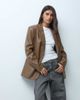 ASOS DESIGN ASOS DESIGN faux leather relaxed blazer in toffee-Brown - 1