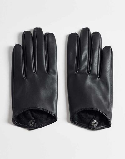 ASOS DESIGN ASOS DESIGN faux leather short gloves in black