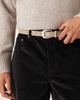 ASOS DESIGN ASOS DESIGN faux leather skinny belt with curve buckle and metal tip in stone-Brown - 2