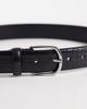 ASOS DESIGN ASOS DESIGN faux leather skinny croc texture belt with rounded silver buckle in black - 2