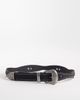 ASOS DESIGN ASOS DESIGN faux leather studded western belt with engraved-texture silver-tone buckle in black - 1