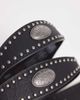 ASOS DESIGN ASOS DESIGN faux leather studded western belt with engraved-texture silver-tone buckle in black - 2