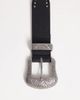 ASOS DESIGN ASOS DESIGN faux leather studded western belt with engraved-texture silver-tone buckle in black - 3