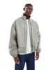 ASOS DESIGN ASOS DESIGN faux leather track jacket in gray - 1