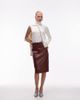 ASOS DESIGN ASOS DESIGN faux leather waistband pocket detail midi skirt in burgundy-Red - 1