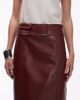 ASOS DESIGN ASOS DESIGN faux leather waistband pocket detail midi skirt in burgundy-Red - 3
