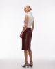 ASOS DESIGN ASOS DESIGN faux leather waistband pocket detail midi skirt in burgundy-Red - 4