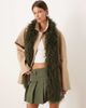ASOS DESIGN ASOS DESIGN faux mongolian fur scarf in dark green - 1