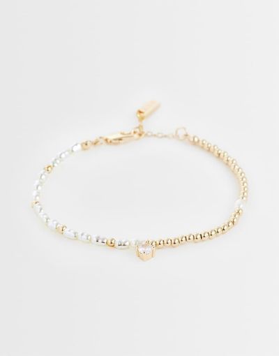 ASOS DESIGN ASOS DESIGN faux pearl and bead bracelet in gold