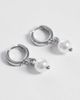 ASOS DESIGN ASOS DESIGN faux pearl drop huggie hoop earrings in silver tone - 3