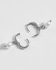 ASOS DESIGN ASOS DESIGN faux pearl drop huggie hoop earrings in silver tone - 4