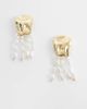 ASOS DESIGN ASOS DESIGN faux pearl stud earrings with tassels in ivory-White - 1