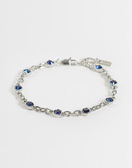 ASOS DESIGN ASOS DESIGN faux sapphire stone chain bracelet in silver