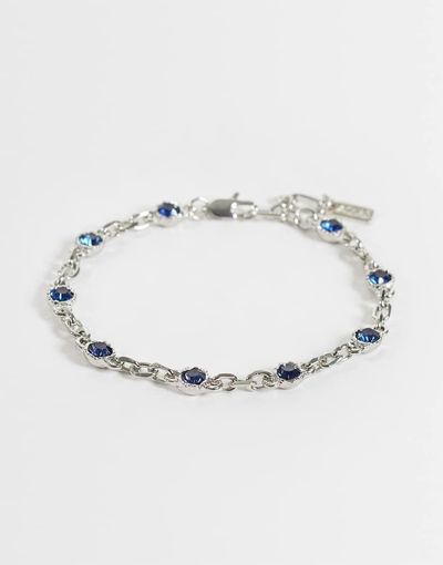ASOS DESIGN ASOS DESIGN faux sapphire stone chain bracelet in silver