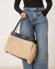 ASOS DESIGN ASOS DESIGN faux shearling tote with contrast panel in oatmeal-Neutral - 4