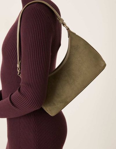 ASOS DESIGN ASOS DESIGN faux suede 90s shoulder bag in khaki-Green