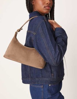 ASOS DESIGN ASOS DESIGN faux suede 90s shoulder bag in mocha-Brown